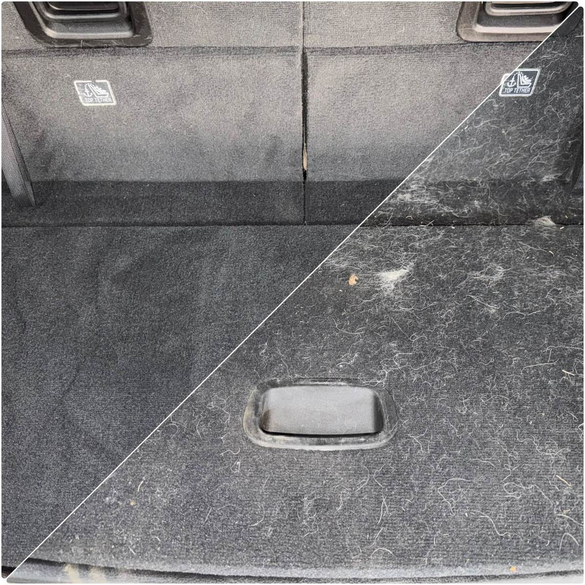 Cargo area before and after deep clean